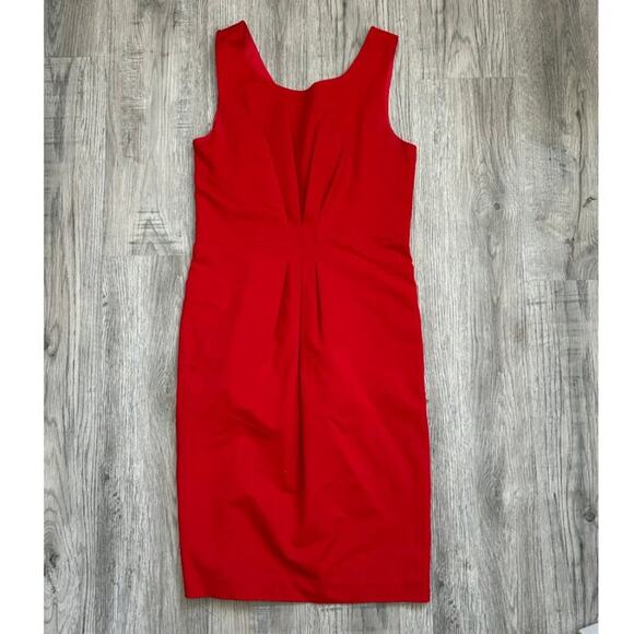 Pink Tartan Red Sheath Dress Gold Back Zip Stretch Bodycon Sleeveless Size 6 - Picture 1 of 12
